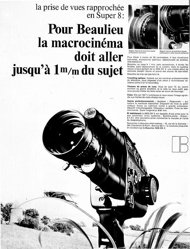 BEAULIEU 4008 ZM 2 Zoom Angenieux (Publicité 1971)