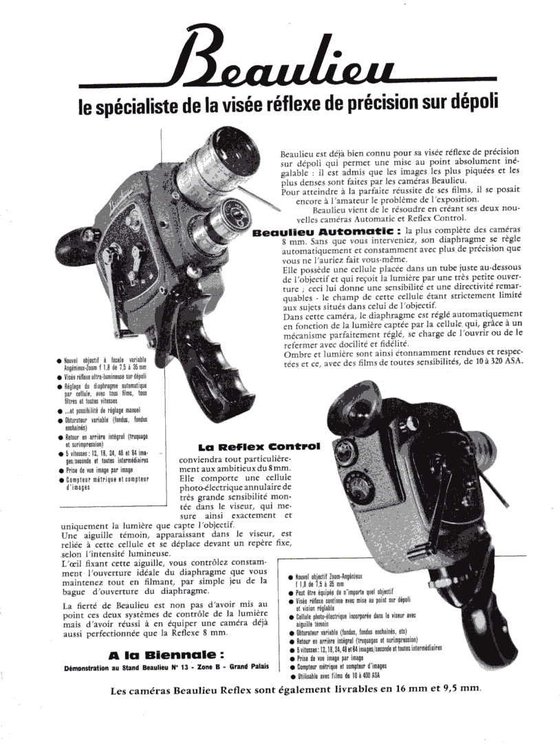 BEAULIEU MCR8 Reflex control (Publicité 1961)