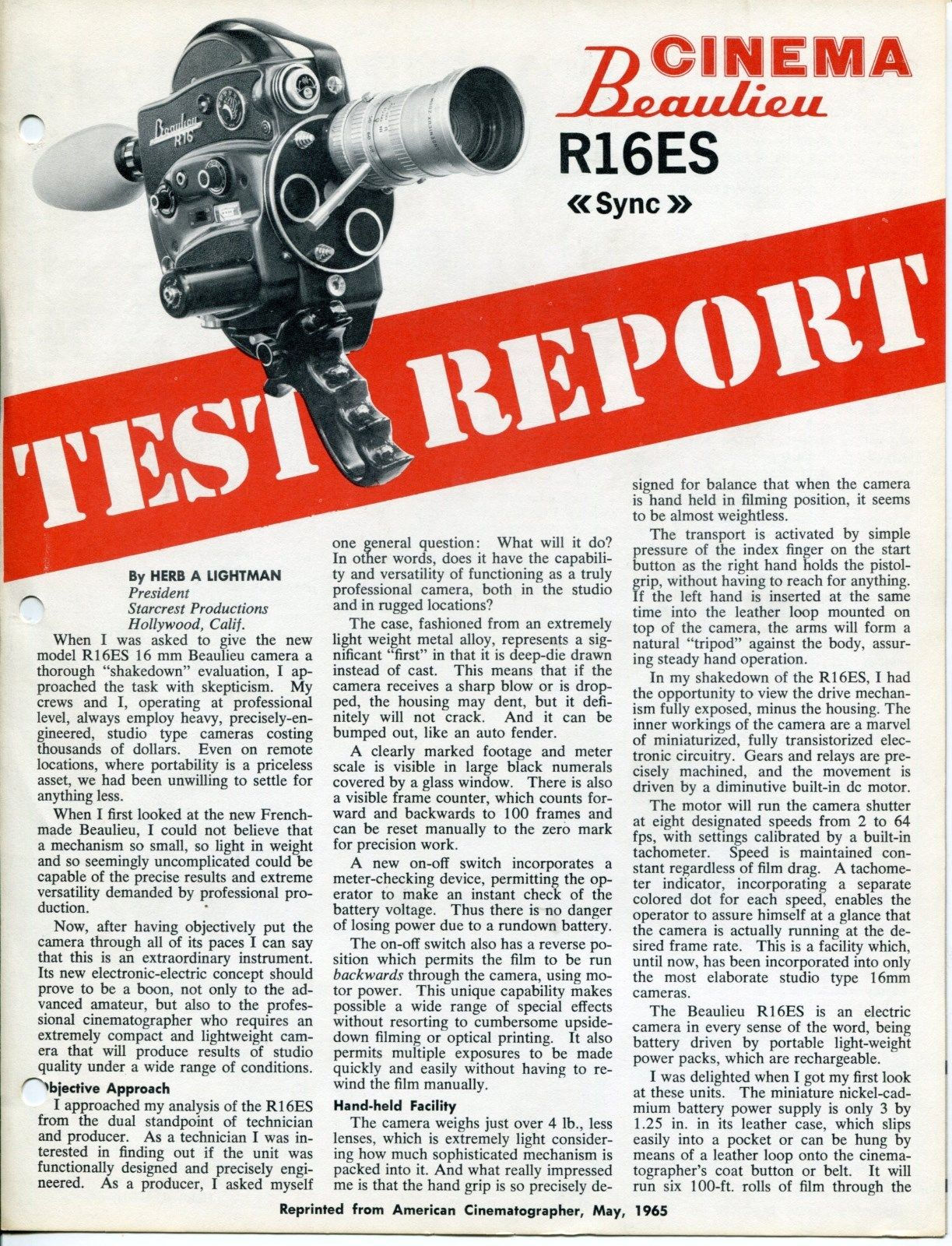 BEAULIEU R16 "Sync" (Publicité 1965)