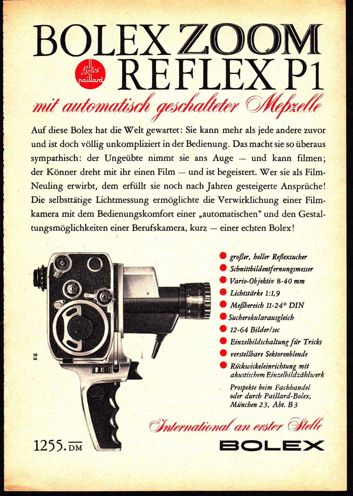 BOLEX REFLEX P1 (Publicité)