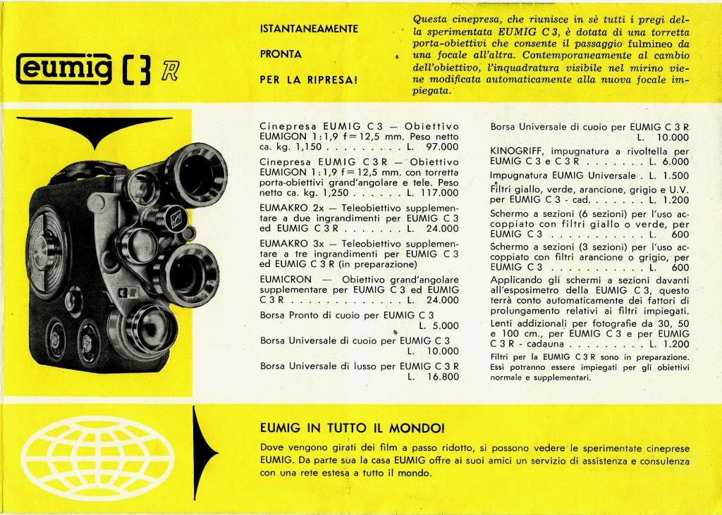 EUMIG C3R (1958) - Plaquette publicitaire It