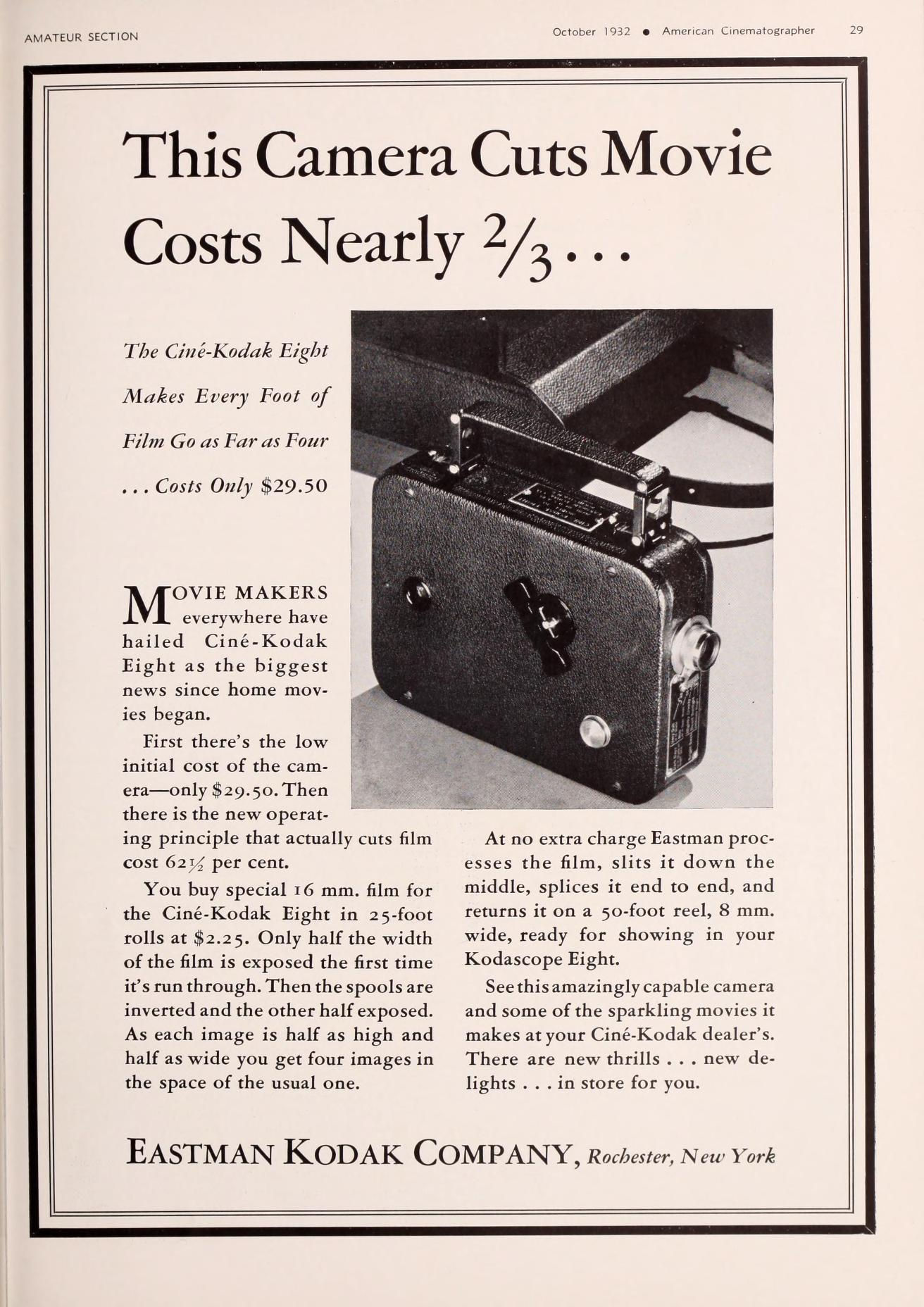 Ciné Kodak 8 - The American Cinematographer Oct 1932
