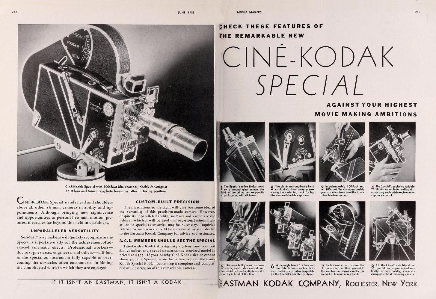 Ciné Kodak "Special" - Movie Maker Juin 1933