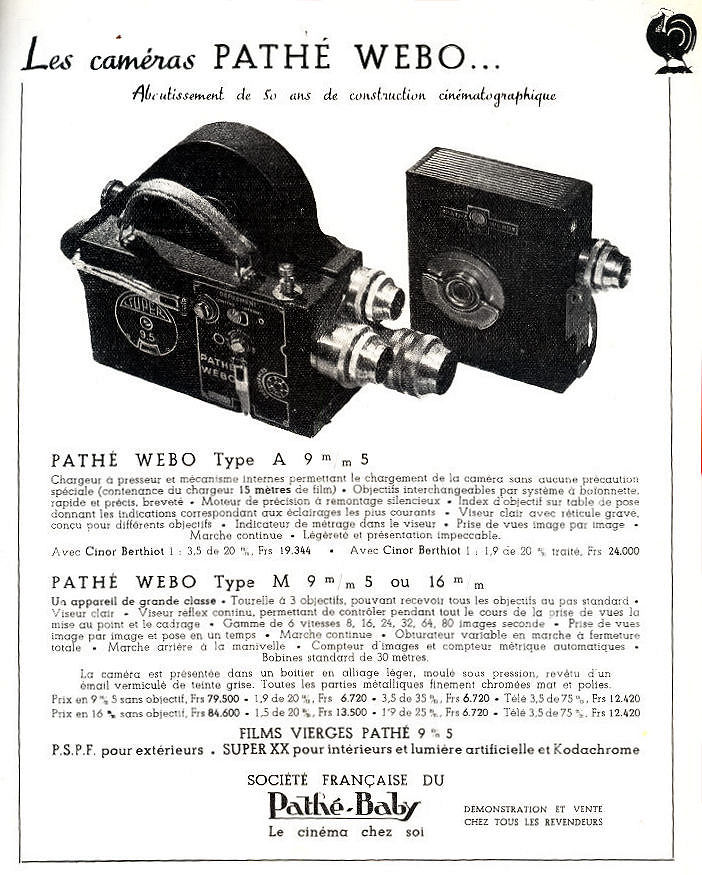 Publicité Pathé Webo M Super 1949